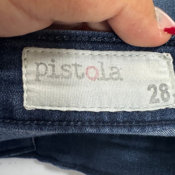 Pistola Slim Straight Jeans Womens 28 Dark Wash Blue Stretch  Made in USA - Picture 5 of 7